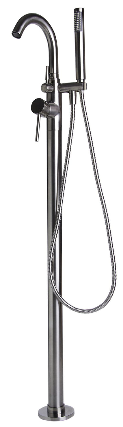 Alfi brand Floor Mount Tub Filler with Shower Head Polished/Brushed Brushed Nickle Back