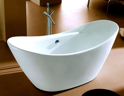 ALFI brand  68 Inch White Oval Acrylic Free Standing Soaking Bathtub