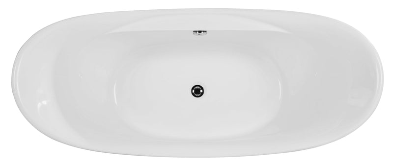 ALFI brand  68 Inch White Oval Acrylic Free Standing Soaking Bathtub