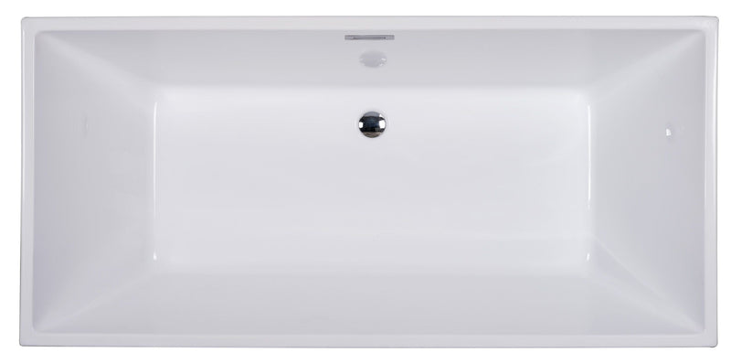 ALFI brand 67 Inch White Rectangular Acrylic Free Standing Soaking Bathtub
