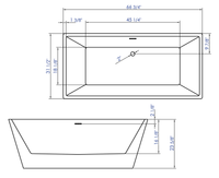 ALFI brand 67 Inch White Rectangular Acrylic Free Standing Soaking Bathtub