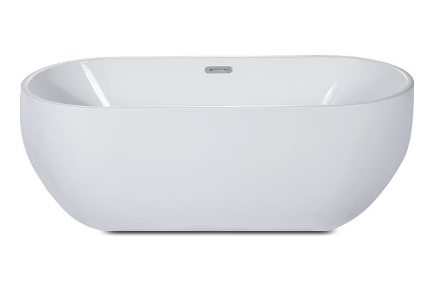 ALFI brand 67 Inch White Oval Acrylic Free Standing Soaking Bathtub