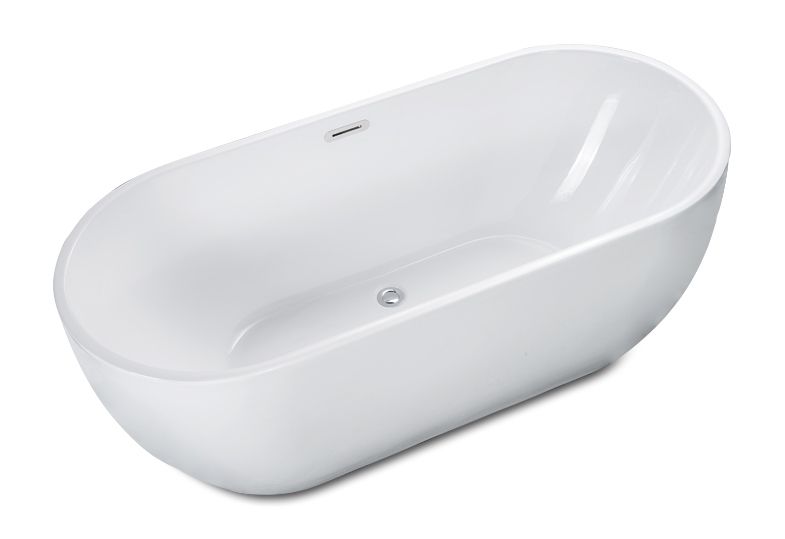 ALFI brand 67 Inch White Oval Acrylic Free Standing Soaking Bathtub
