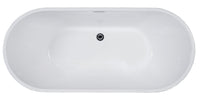 ALFI brand 67 Inch White Oval Acrylic Free Standing Soaking Bathtub