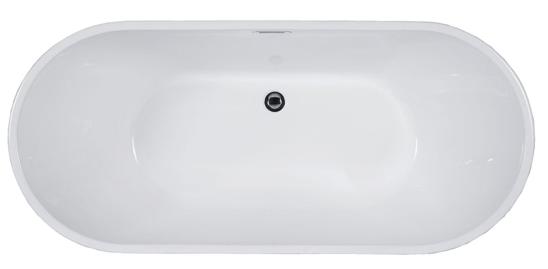 ALFI brand 67 Inch White Oval Acrylic Free Standing Soaking Bathtub