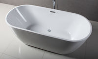ALFI brand 67 Inch White Oval Acrylic Free Standing Soaking Bathtub