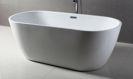 ALFI brand 67 Inch White Oval Acrylic Free Standing Soaking Bathtub