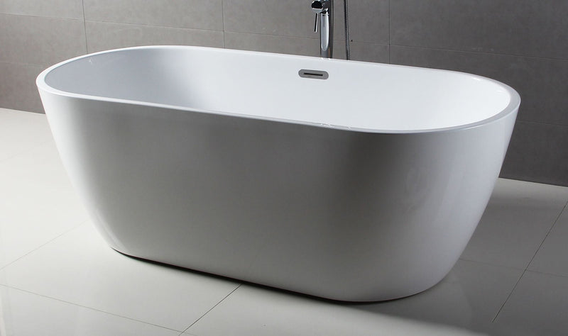 ALFI brand 67 Inch White Oval Acrylic Free Standing Soaking Bathtub