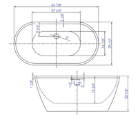 ALFI brand 67 Inch White Oval Acrylic Free Standing Soaking Bathtub