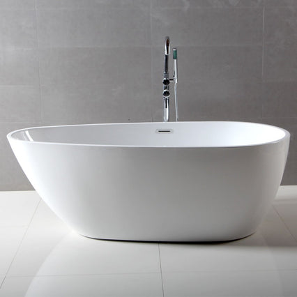 ALFI brand  59 Inch White Oval Acrylic Free Standing Soaking Bathtub