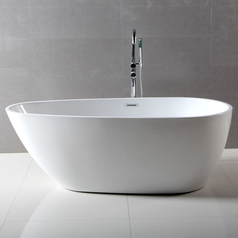 ALFI brand  59 Inch White Oval Acrylic Free Standing Soaking Bathtub