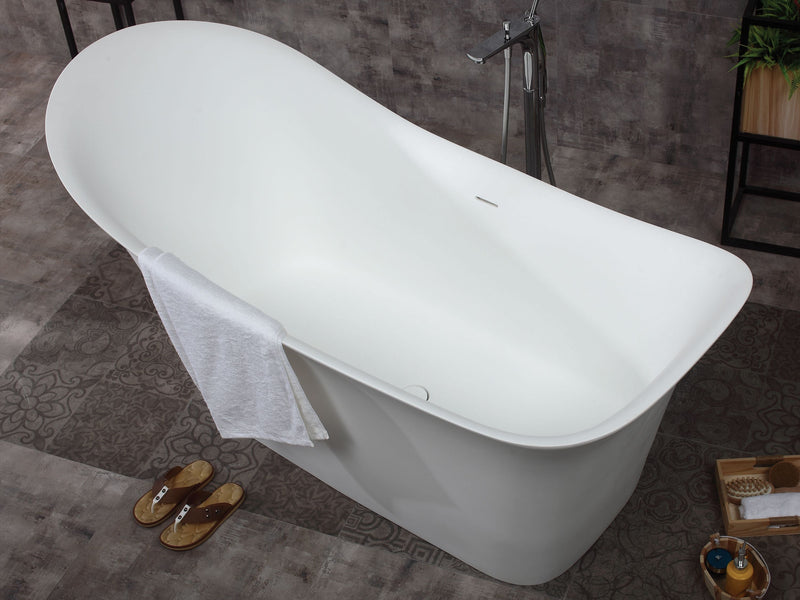 ALFI brand 74" White Solid Surface Smooth Resin Soaking Slipper Bathtub