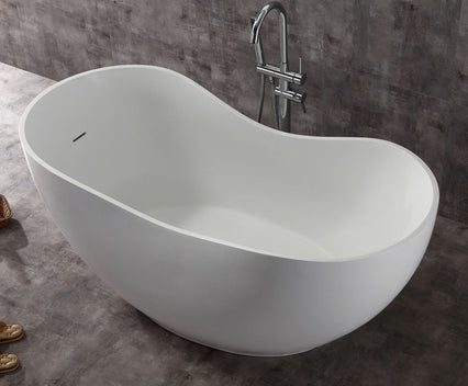 ALFI brand 66" White Solid Surface Smooth Resin Soaking Bathtub