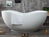 ALFI brand 66" White Solid Surface Smooth Resin Soaking Bathtub