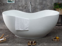 ALFI brand 66" White Solid Surface Smooth Resin Soaking Bathtub