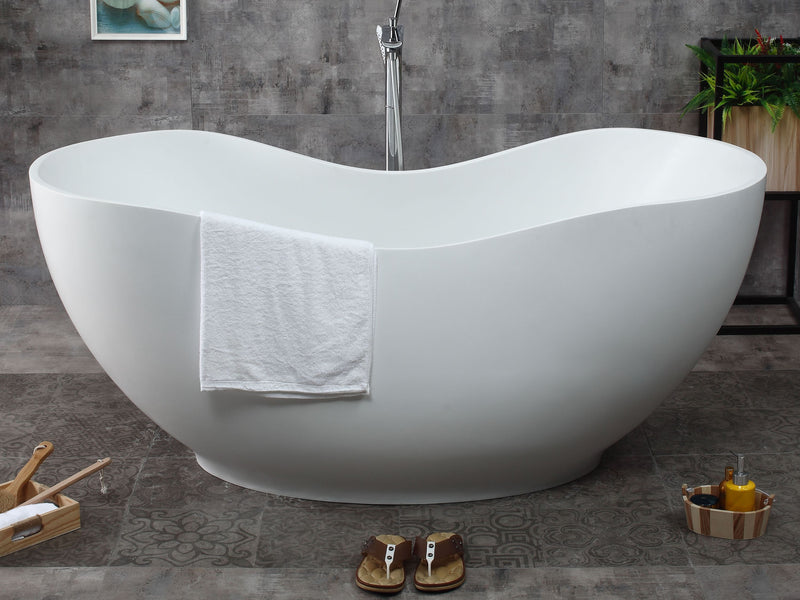 ALFI brand 66" White Solid Surface Smooth Resin Soaking Bathtub