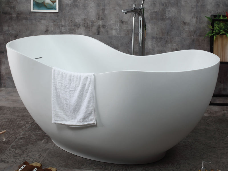 ALFI brand 66" White Solid Surface Smooth Resin Soaking Bathtub