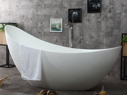 ALFI brand 73" White Solid Surface Smooth Resin Soaking Slipper Bathtub