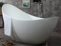 ALFI brand 73" White Solid Surface Smooth Resin Soaking Slipper Bathtub