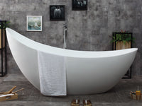 ALFI brand 73" White Solid Surface Smooth Resin Soaking Slipper Bathtub