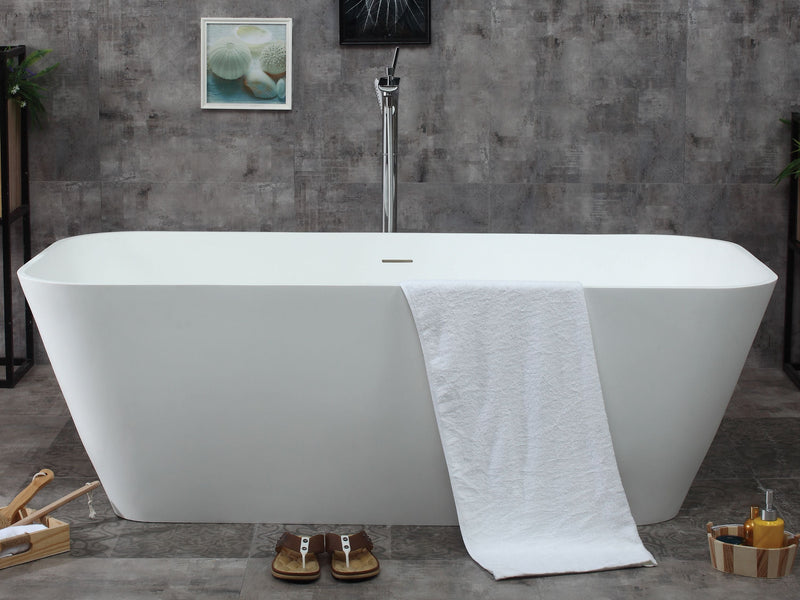 ALFI brand 67" White Rectangular Solid Surface Smooth Resin Soaking Bathtub