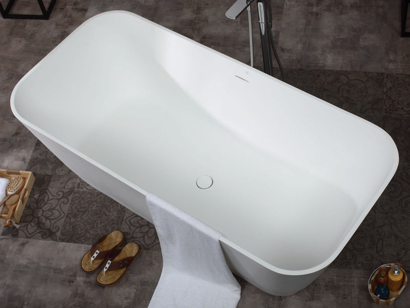 ALFI brand 67" White Rectangular Solid Surface Smooth Resin Soaking Bathtub