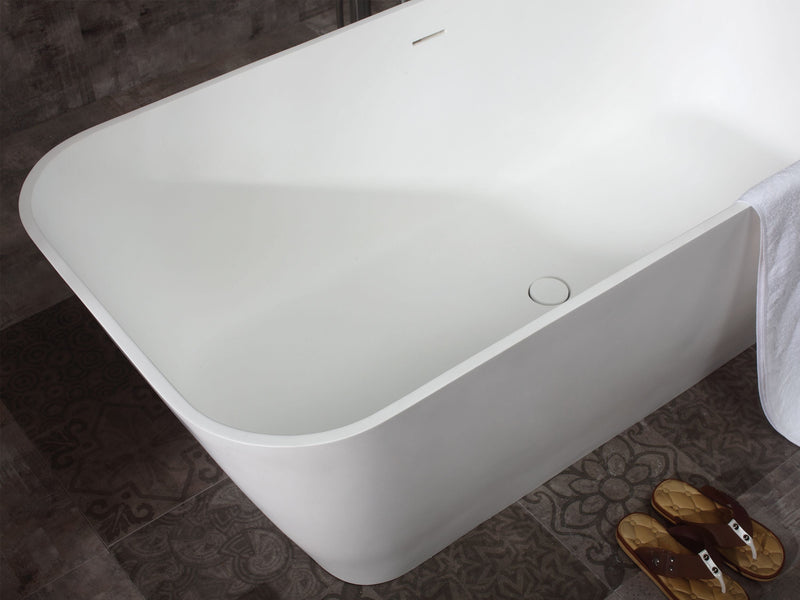 ALFI brand 67" White Rectangular Solid Surface Smooth Resin Soaking Bathtub