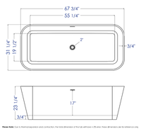 ALFI brand 67" White Rectangular Solid Surface Smooth Resin Soaking Bathtub