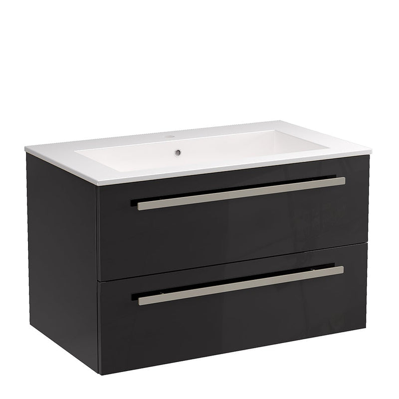 LaToscana Ambra 34" Wall Mounted Floating Vanity Single Sink with 2 Drawers - Model Bath