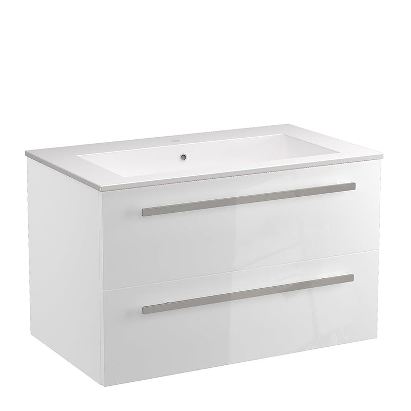 LaToscana Ambra 34" Wall Mounted Floating Vanity Single Sink with 2 Drawers - Model Bath