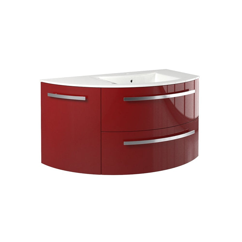 LaToscana Ambra 38" Wall Mounted Floating Vanity Single Sink with 2 Drawers & Left Rounded Cabinet - Model Bath