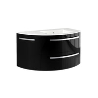 LaToscana Ambra 38" Wall Mounted Floating Vanity Single Sink with 2 Drawers & Left Rounded Cabinet - Model Bath