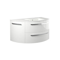 LaToscana Ambra 38" Wall Mounted Floating Vanity Single Sink with 2 Drawers & Left Rounded Cabinet - Model Bath