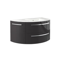 LaToscana Ambra 38" Wall Mounted Floating Vanity Single Sink with 2 Drawers & Left Rounded Cabinet - Model Bath