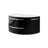 LaToscana Ambra 38" Wall Mounted Floating Vanity Single Sink with 2 Drawers & Right Rounded Cabinet - Model Bath
