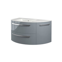LaToscana Ambra 38" Wall Mounted Floating Vanity Single Sink with 2 Drawers & Right Rounded Cabinet - Model Bath