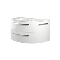 LaToscana Ambra 38" Wall Mounted Floating Vanity Single Sink with 2 Drawers & Right Rounded Cabinet - Model Bath