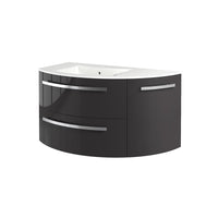 LaToscana Ambra 38" Wall Mounted Floating Vanity Single Sink with 2 Drawers & Right Rounded Cabinet - Model Bath