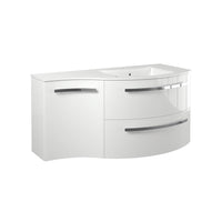 LaToscana Ambra 43" Wall Mounted Floating Vanity Single Sink with 2 Drawers & Left Concave Cabinet - Model Bath
