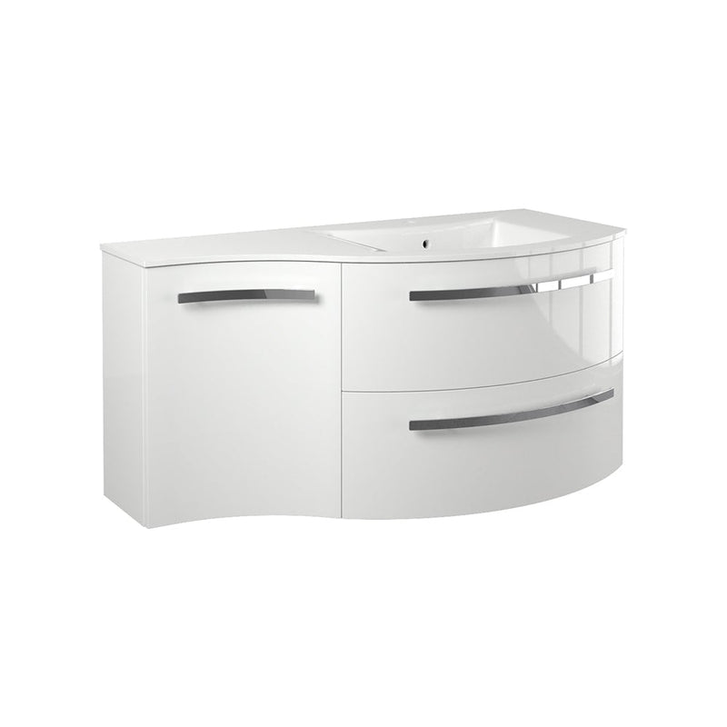 LaToscana Ambra 43" Wall Mounted Floating Vanity Single Sink with 2 Drawers & Left Concave Cabinet - Model Bath