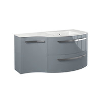 LaToscana Ambra 43" Wall Mounted Floating Vanity Single Sink with 2 Drawers & Left Concave Cabinet - Model Bath