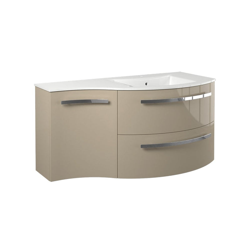 LaToscana Ambra 43" Wall Mounted Floating Vanity Single Sink with 2 Drawers & Left Concave Cabinet - Model Bath