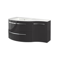 LaToscana Ambra 43" Wall Mounted Floating Vanity Single Sink with 2 Drawers & Right Concave Cabinet - Model Bath