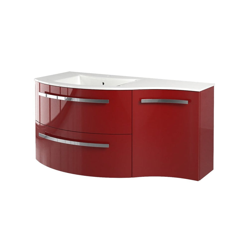 LaToscana Ambra 43" Wall Mounted Floating Vanity Single Sink with 2 Drawers & Right Concave Cabinet - Model Bath