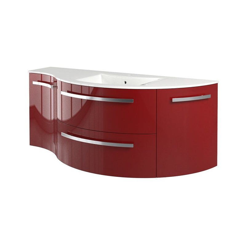 LaToscana Ambra 52" Wall Mounted Floating Vanity Single Sink with 2 Drawers, Left Concave & Right Rounded Cabinets - Model Bath