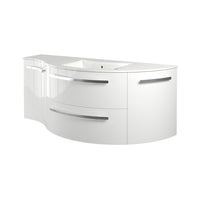 LaToscana Ambra 52" Wall Mounted Floating Vanity Single Sink with 2 Drawers, Left Concave & Right Rounded Cabinets - Model Bath