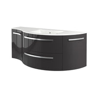 LaToscana Ambra 52" Wall Mounted Floating Vanity Single Sink with 2 Drawers, Left Concave & Right Rounded Cabinets - Model Bath