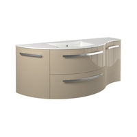 LaToscana Ambra 52" Wall Mounted Floating Vanity Single Sink with 2 Drawers, Left Round & Right Concave Cabinets - Model Bath