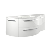 LaToscana Ambra 52" Wall Mounted Floating Vanity Single Sink with 2 Drawers, Left Round & Right Concave Cabinets - Model Bath