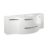 LaToscana Ambra 57" Wall Mounted Floating Vanity Single Sink with 2 Drawers, Left & Right Concave Cabinets - Model Bath